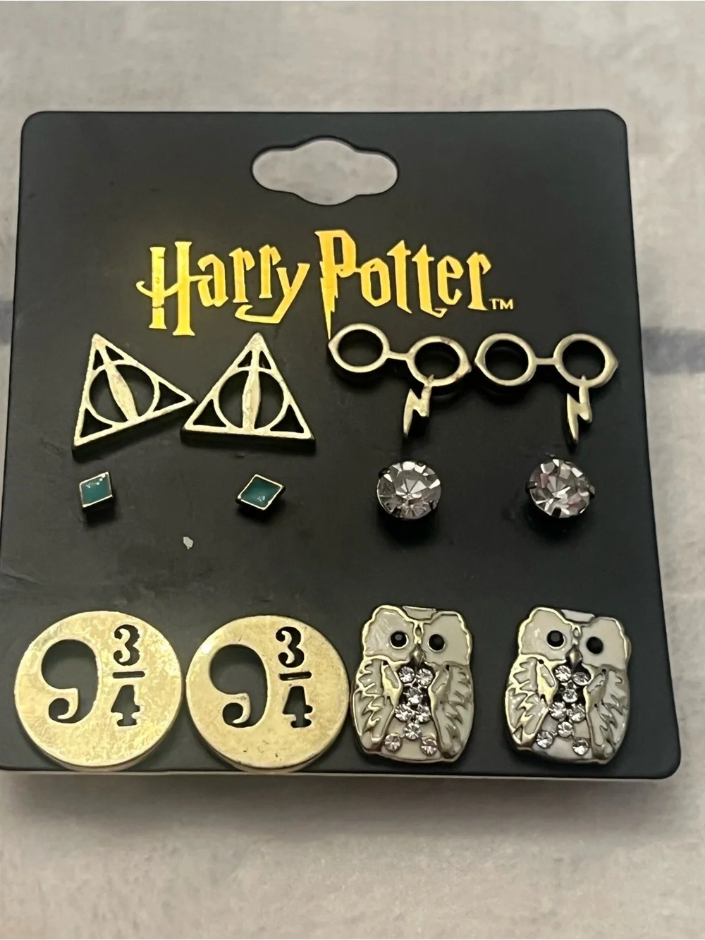Warner Bros. Harry Potter Kids Earring Set - Gold, Silver, Black & Teal Accents